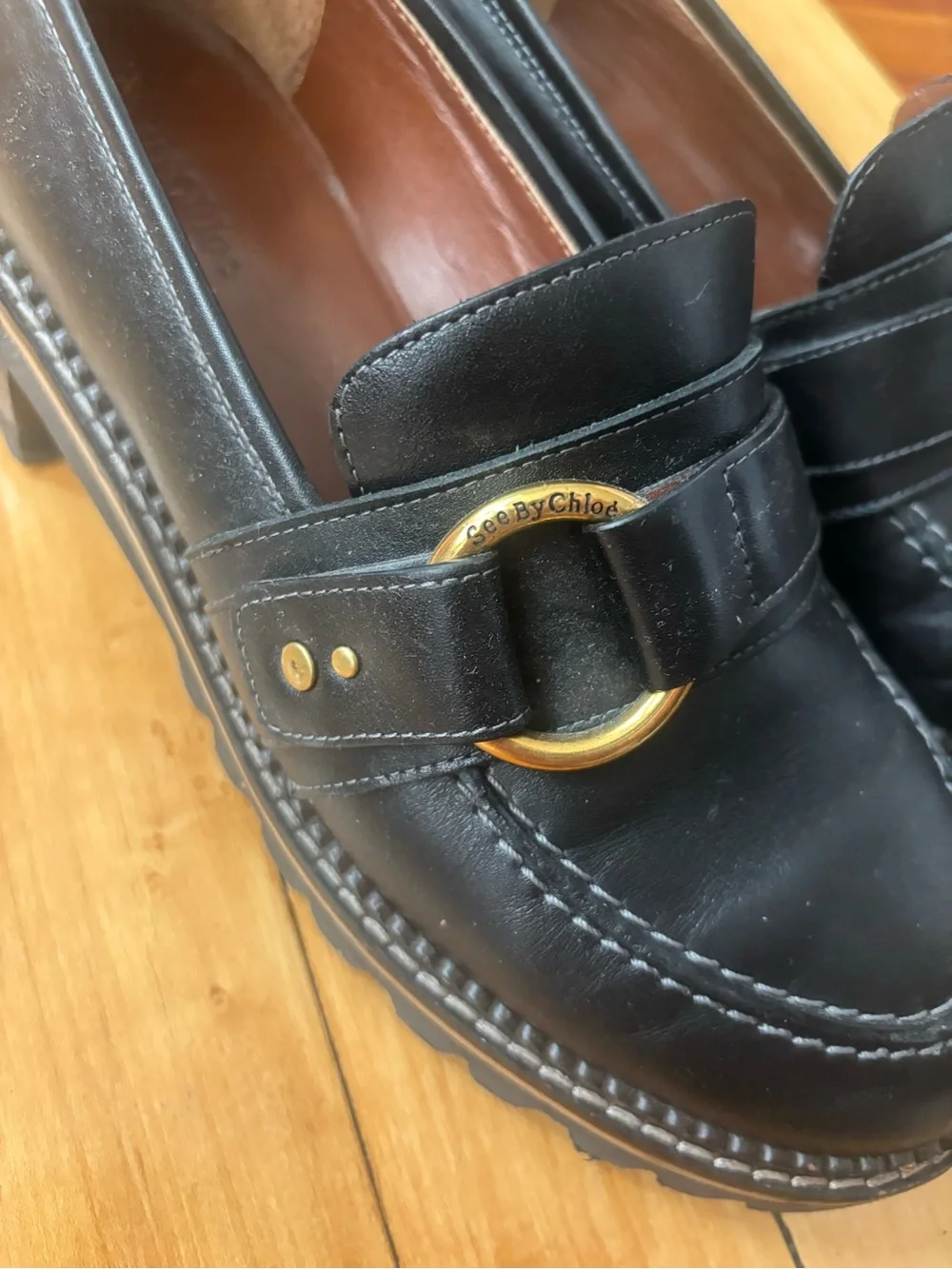 See by Chloe Erine Black platform Loafers